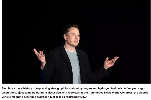 Musk said using hydrogen for energy storage is the stupidest thing I can think of