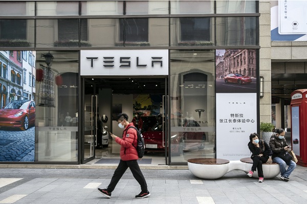 A Tesla EV showroom in China